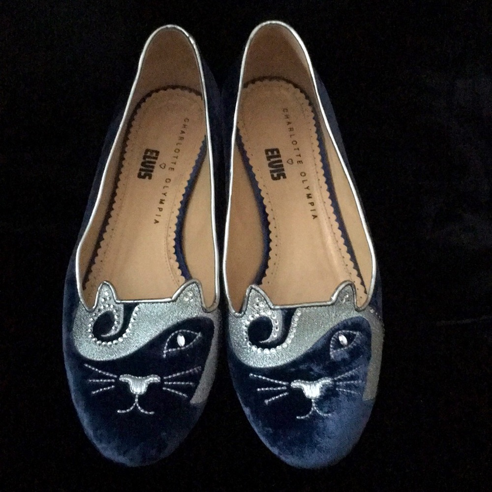 Charlotte Olympia navy kitty flats
